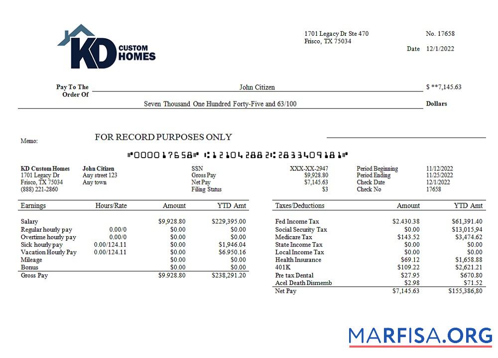 Blank USA building company employee sheet sample
